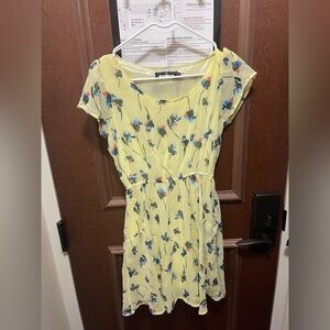 Paper Plane London Floral Yellow Dress Size S/M